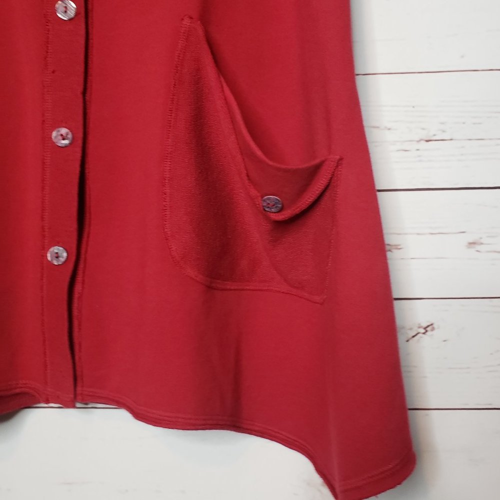 C.M.C. Red Button Front Sleeveless Tunic - image 3